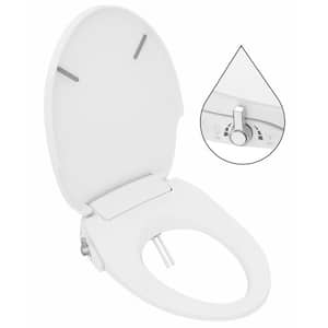 Non-Electric Toilet Bidet Seat for Elongated Toilets in White With Rear and Lady Wash And Self-Cleaning Dual Nozzles