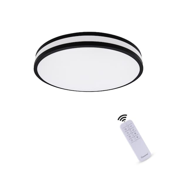 13 in. Flush Mount with Plastic Shade Integrated LED Ceiling Light 4000K with Microwave Sensor and Remote