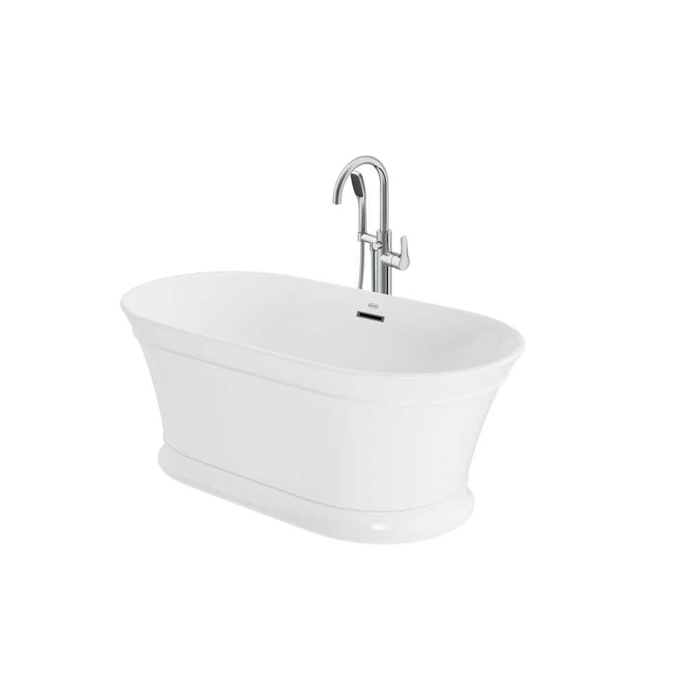 JACUZZI Lyndsay 59 in. Acrylic Flatbottom Soaking Bathtub in White with Chrome Tub Filler Included -  LDB5931BCXXXXW