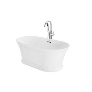Lyndsay 59 in. Acrylic Flatbottom Soaking Bathtub in White with Chrome Tub Filler Included