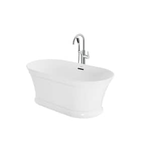 Lyndsay 59 in. Acrylic Flatbottom Soaking Bathtub in White with Chrome Tub Filler Included