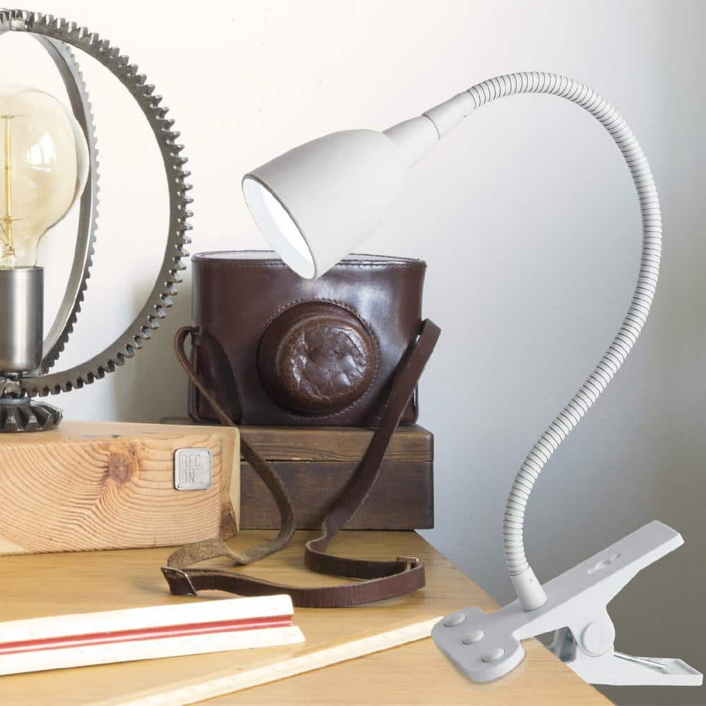 White Adjustable Clip-on Arc LED Desk Lamp
