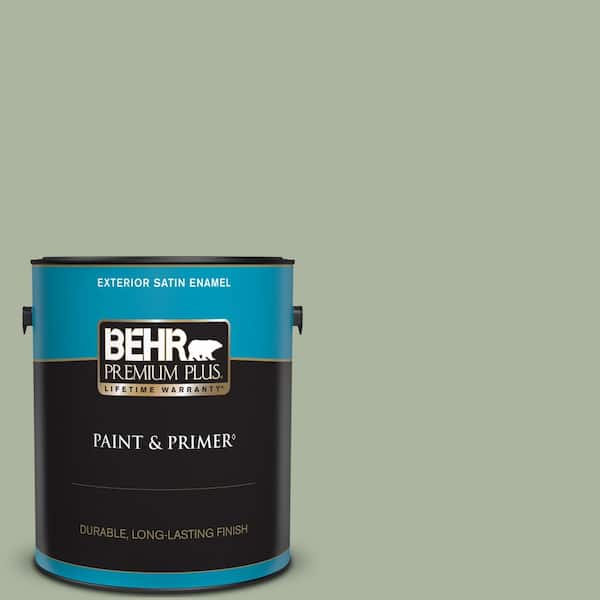 BEHR PREMIUM PLUS 1 gal. #430E-3 Laurel Mist Satin Enamel Exterior Paint & Primer