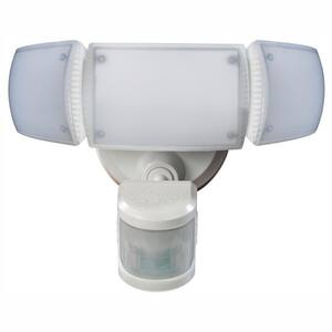 270° White Motion Activated Outdoor Integrated LED Triple Head Flood Light with Adjustable Color Temperature