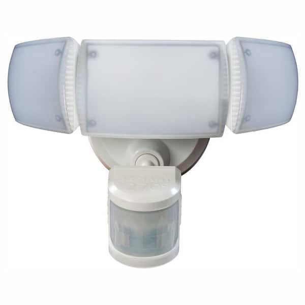 Defiant 270° White Motion Activated Outdoor Integrated LED Triple Head Flood Light with Adjustable Color Temperature
