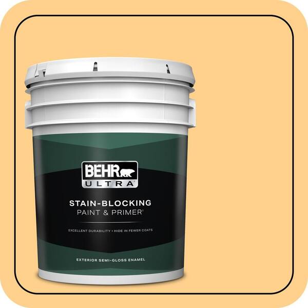 BEHR ULTRA 5 gal. #300B-4 Sunporch Semi-Gloss Enamel Exterior Paint & Primer
