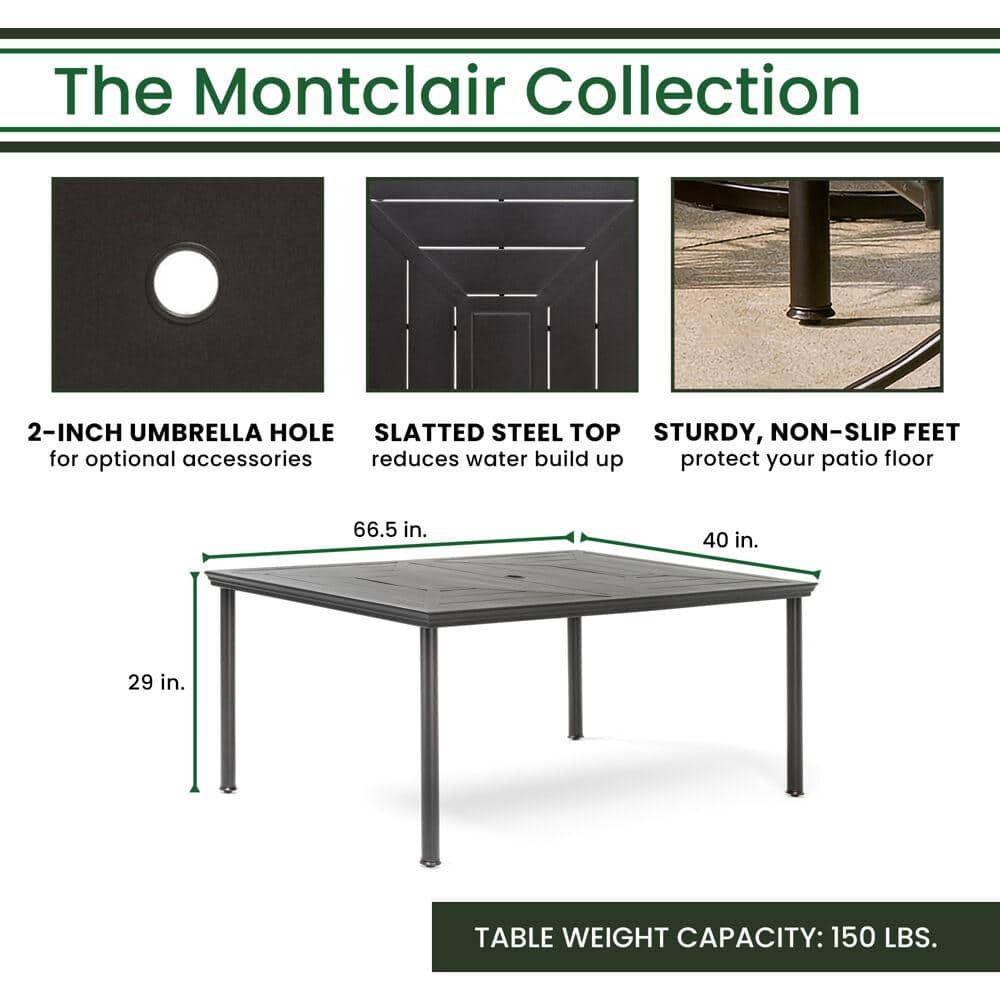 Montclair 7-Piece Tan Cushioned Steel Outdoor Dining Set with Umbrella