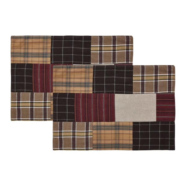 VHC BRANDS Wyatt 19 in. W x 13 in. H Multi Cotton Plaid Quilted Placemat (Set of 2)