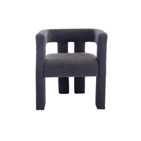 Unbranded Charcoal Gray Contemporary Designed Polyester Fabric Upholstered Unique Hollow Side Chair with Wood Legs（Set of 2）