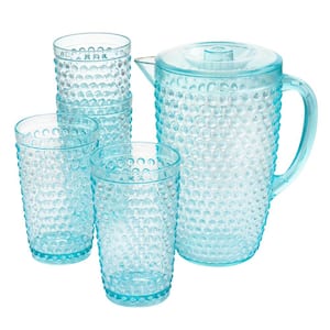 French Home Recycled Clear Glass, 1-quart Coastal Water Bottle and Set of  4, 10-ounce Glasses GRP310 - The Home Depot