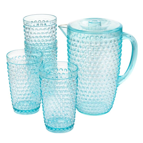 GIBSON HOME Malone 5-Piece Plastic Pitcher and Tumbler Set in Light Blue  985116861M - The Home Depot