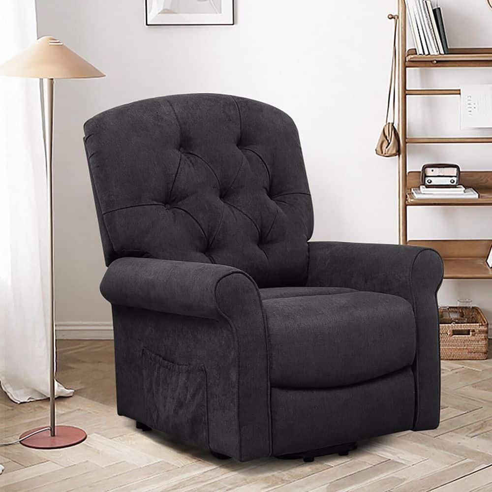 Black Polyester Power Lift Recliner Chair for Elderly with Adjustable Backrest and Footrest price history on PriceWatchPro