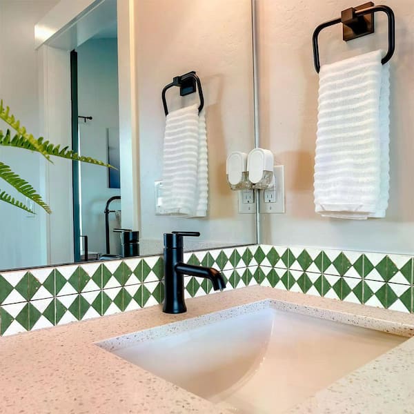 Green and White R158 4 in. x 4 in. Vinyl Peel and Stick Tile (24 Tiles, 2.67 sq. ft. and Pack)