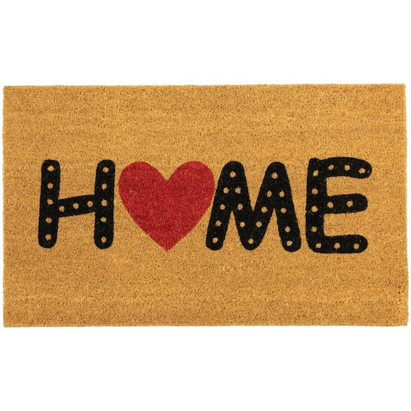 Brown Natural Coir Home Heart Outdoor Doormat 18 in. x 30 in.