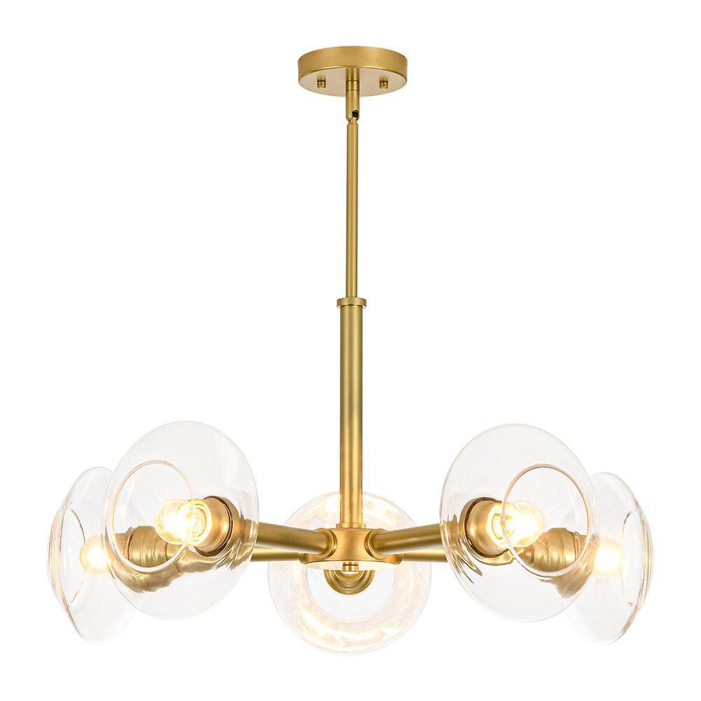 Aurielle 26.4 in. 5-Light Modern Transitional Brass Sputnik Chandeliers With Open Diamond Glass Shade Pendant Light price history on PriceWatchPro