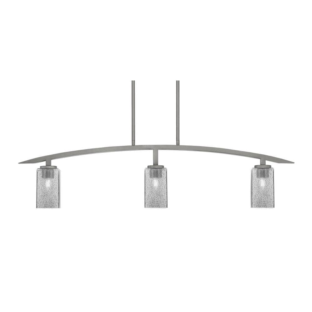 Siena 41 in. 3-Light Graphite Chandelier with 3.5 in. Smoke Bubble Glass Sh