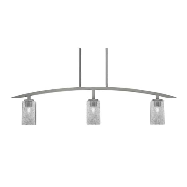 Unbranded Siena 41 in. 3-Light Graphite Chandelier with 3.5 in. Smoke Bubble Glass Shades, no bulbs included
