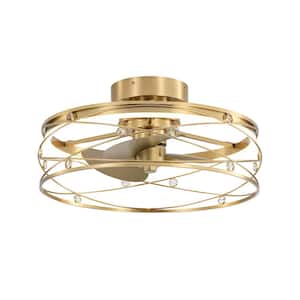 20 in. Integrated LED Indoor Brass Gold Elegant Caged 6-Speed Ceiling Fan with Light and Remote Control Included