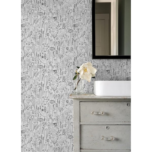 Disney Alice in Wonderland Black Garden Peel and Stick Wallpaper