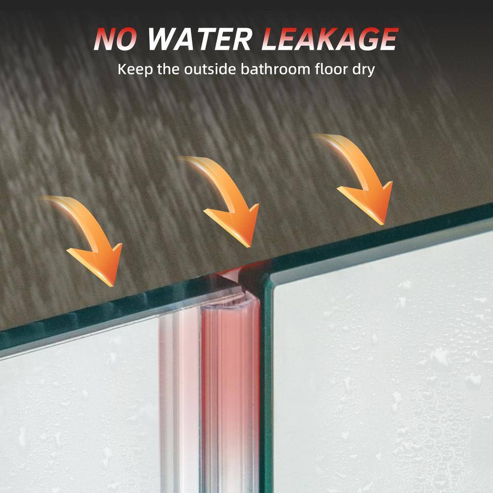 47" Chrome Frameless Pivot Shower Door with Clear Tempered Glass