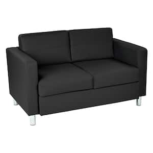 Pacific 51.5 in. Black Faux Leather 2-Seater Loveseat with Removable Cushions