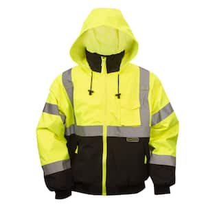 Reptyle 2XL 2-in-1 Bomber Jacket in Lime Green with Zip-Out Fleece Lining and Detachable Hood J201-2XL