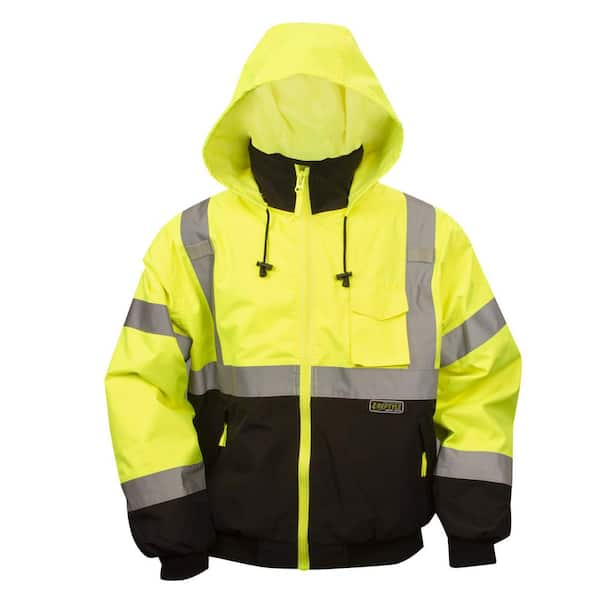 Reptyle Type R Class 3 Large 2-in-1 Bomber Jacket in Lime Green with  Zip-Out Fleece Lining and Detachable Hood J201-L