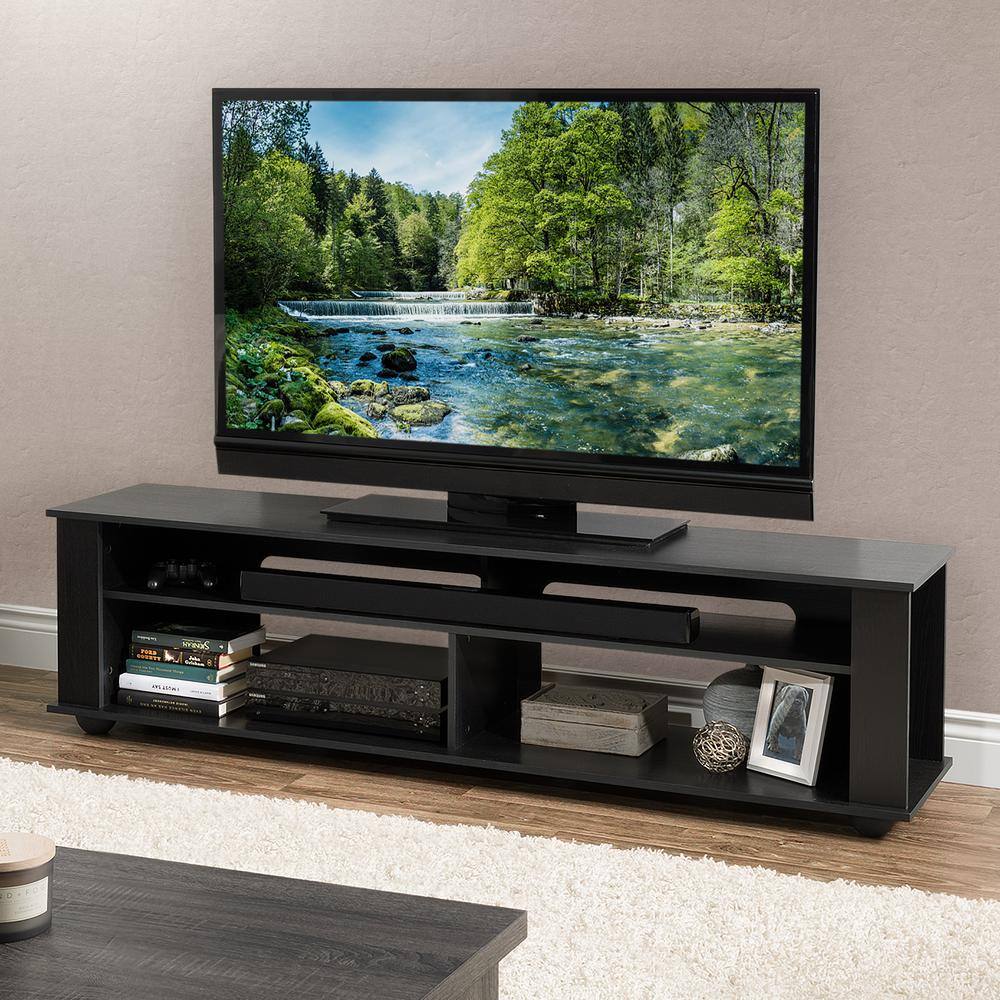 Bakersfield Ravenwood Black Contemporary TV Stand, 74"