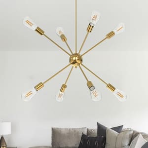8-Light Gold Sputnik Chandeliers, Modern Ceiling Light Fixture, Farmhouse Chandelier, Kitchen Light Fixtures Pendant