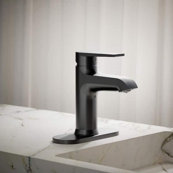 KOHLER Hint Single Hole 1.2 GPM Single-Handle Bathroom Sink Faucet in Matte Black