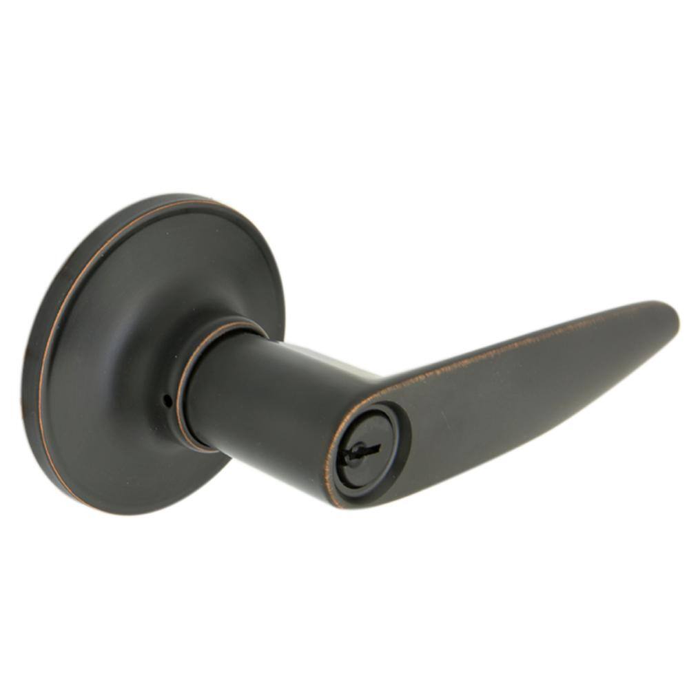 Straight Matte Black Keyed Entry Door Lever