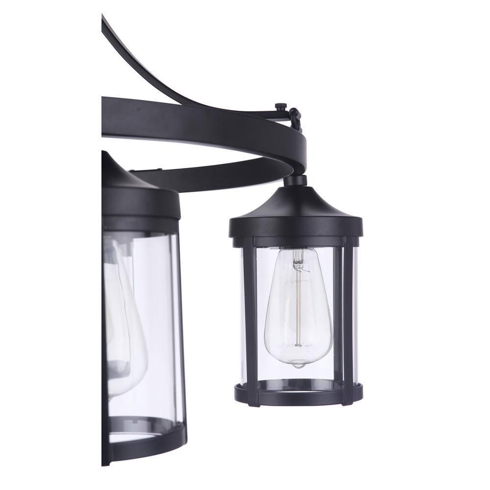 Flat Black Crystal Cylinder 5-Light Chandelier