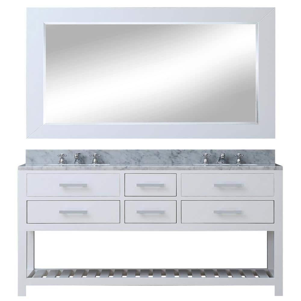 Madalyn 72" Pure White Double Sink Bathroom Vanity with Marble Top