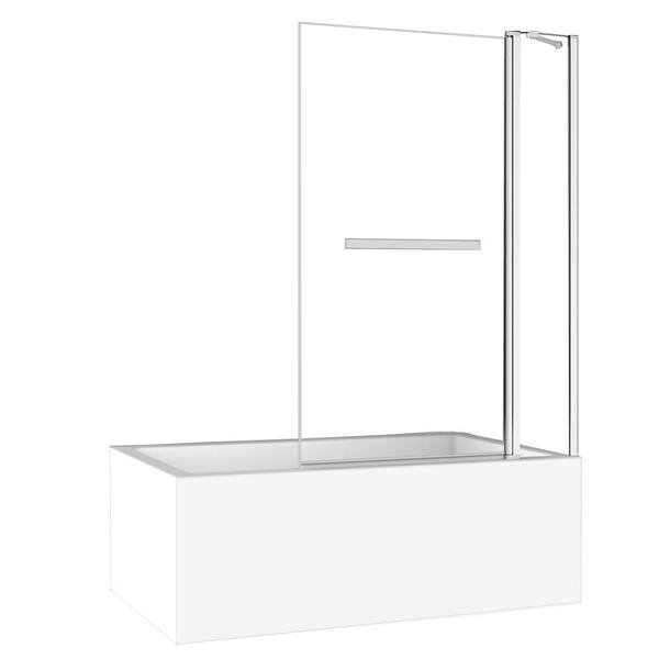 Jade Bath Doca 40 in. x 55 in. Frameless Pivot Tub Door in Chrome with Towel Bar