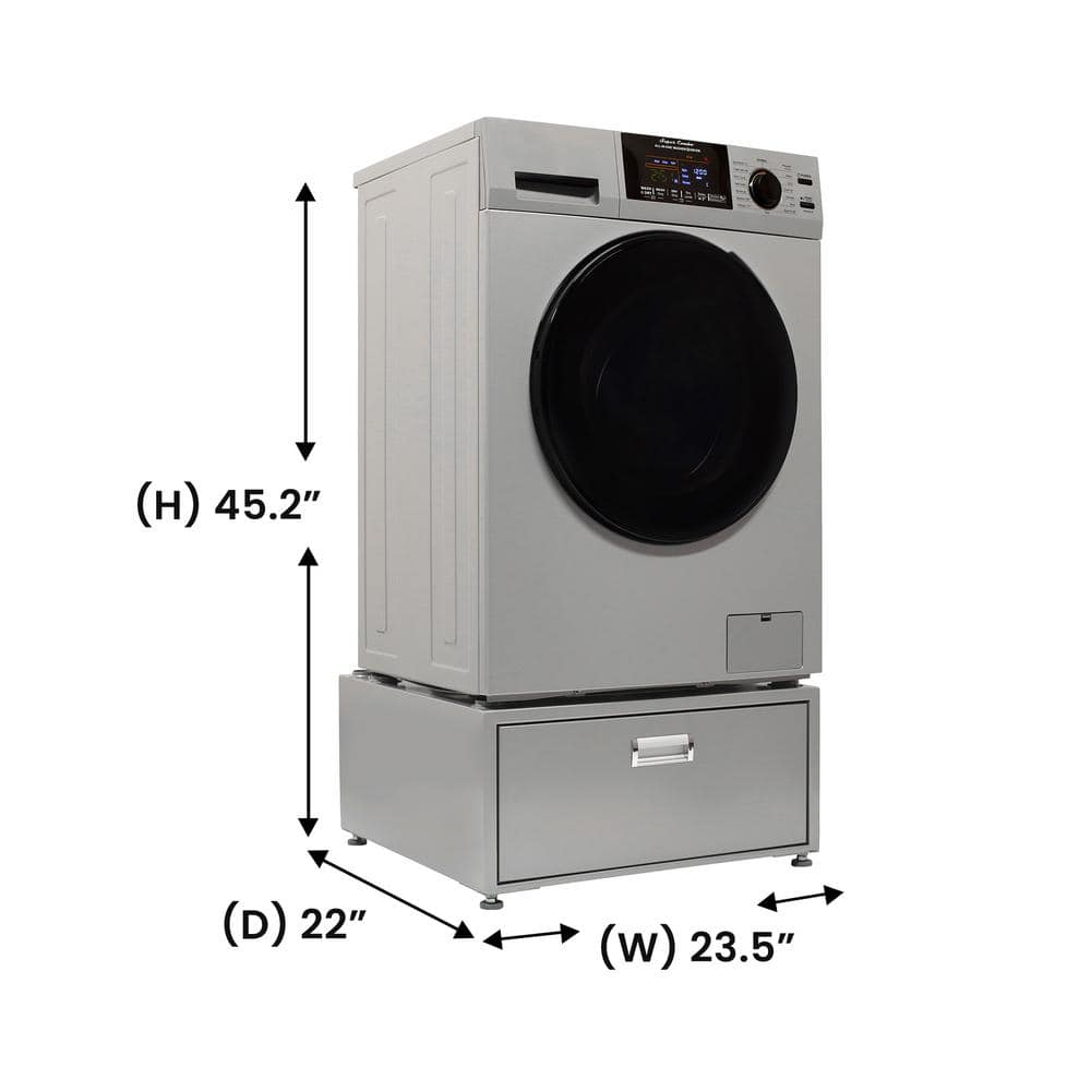Silver Smart All-in-One Washer Dryer with Pedestal