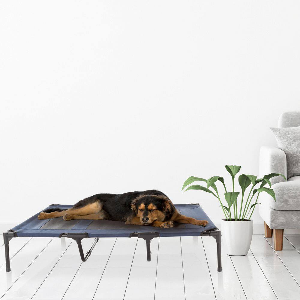 Large Navy Blue Elevated Outdoor Waterproof Pet Bed
