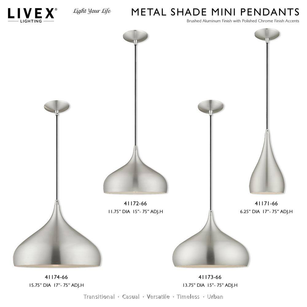 Mini Brushed Aluminum 1-Light Indoor/Outdoor Pendant