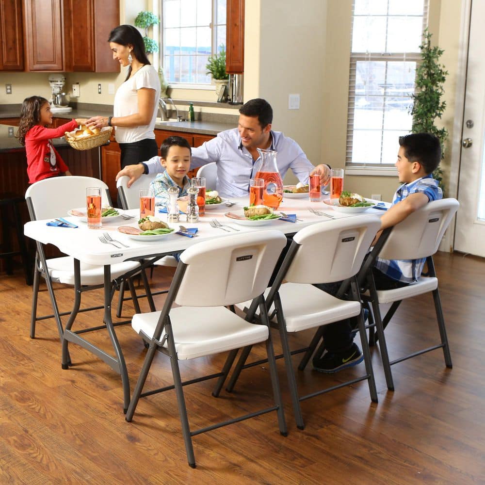 Lifetime 6-Foot White Granite Folding Utility Table with Metal Frame