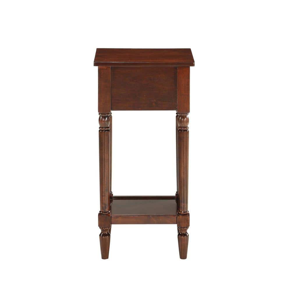 Espresso Wood Accent Table with Drawer and Shelf