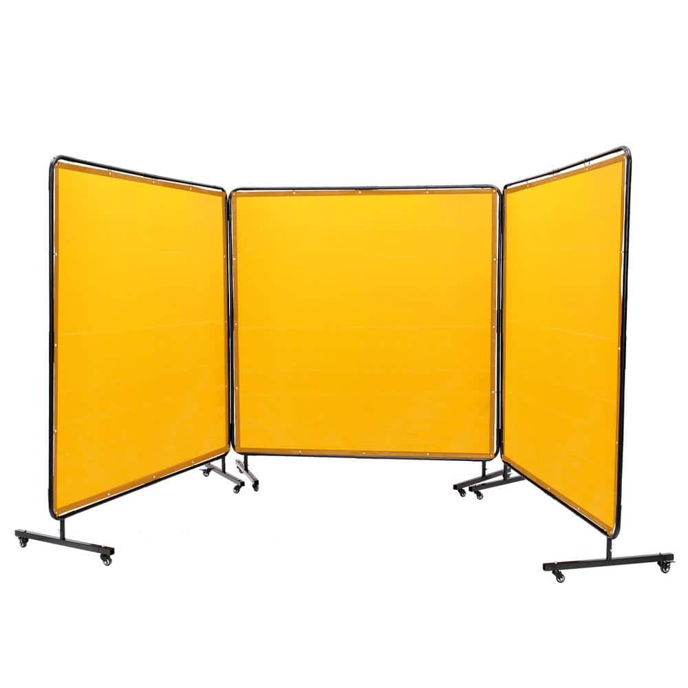 Welding Screen 6 ft. x 6 ft. 3-Panel Welding Curtain Flame Retardant with Frame and Wheels Adjustable Size, Yellow price history on PriceWatchPro