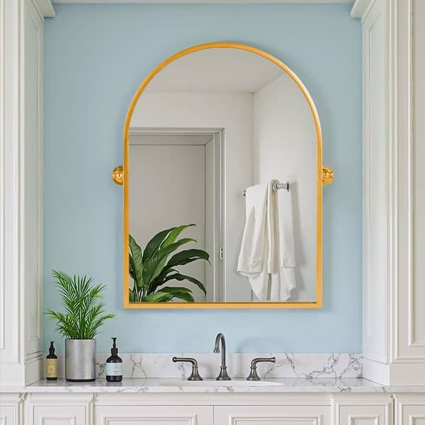 Dovelina Gold Bathroom Mirrors-24 in. W x 36 in. H Iron Framed Straight Corner Rectangles