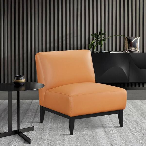 Lazzara Holland Orange Leather Upholstery Accent Arm Chair 1129RNG