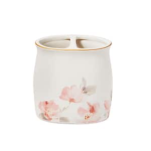 Misty Floral Free Standing Toothbrush Holder in Pink