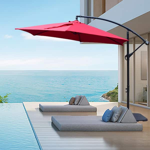 Maypex 10 ft. Market Offset Outdoor Patio Umbrella in Red 300319-R-V1 ...