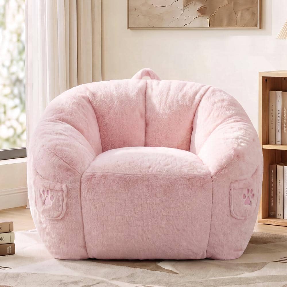 Bean Bag Chair for Adults, Fluffy Memory Foam Bean Bag Couch Sofa with Back Support & Pocket, Reading Chair, Floor Sofa