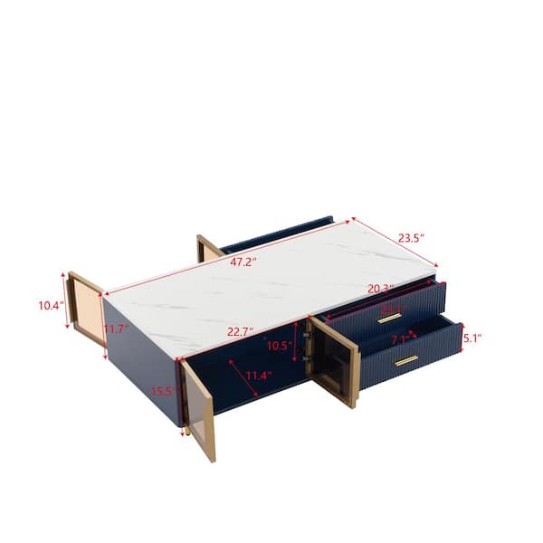 Harper & Bright Designs 47.2 in. Navy Blue Rectangle MDF Coffee Harper & Bright Designs 47.2 in. Navy Blue Rectangle MDF Coffee