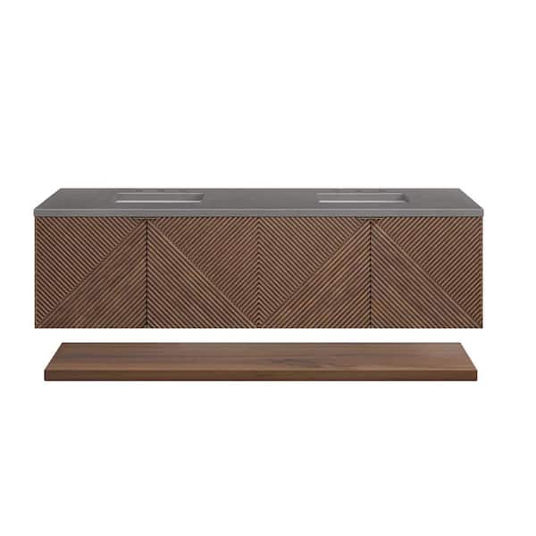 James Martin Vanities Marcello 72.0 in. W x 23.5 in. D x 37.2 in. H Bathroom Vanity in Chestnut with Grey Expo Quartz Top