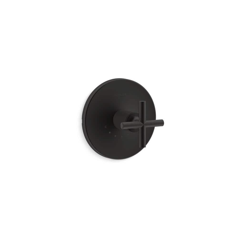 Matte Black Wall-Mounted Cross Handle Valve Trim