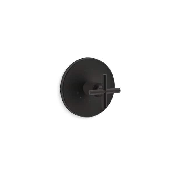 KOHLER Purist 1-Handle Thermostatic Valve Trim Kit with Cross Handle in Matte Black (Valve Not Included)