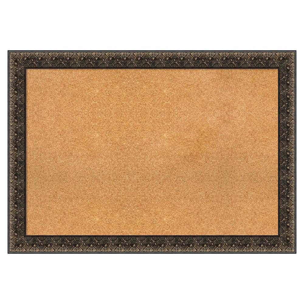 Amanti Art Intaglio Embossed Black Wood Framed Natural Corkboard 41 in
